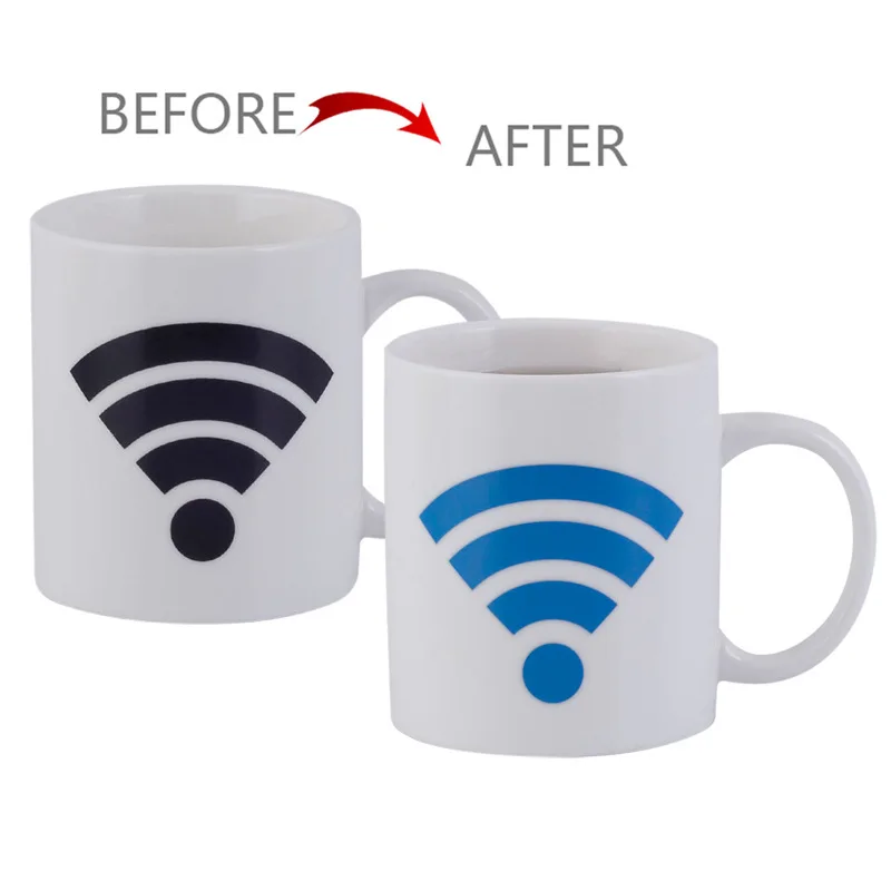 Caneca/copo de Cerâmica com Mudança de Cor Sensível À Temperatura e Wi fi para Uso Doméstico. MDUG (330 Ml)
