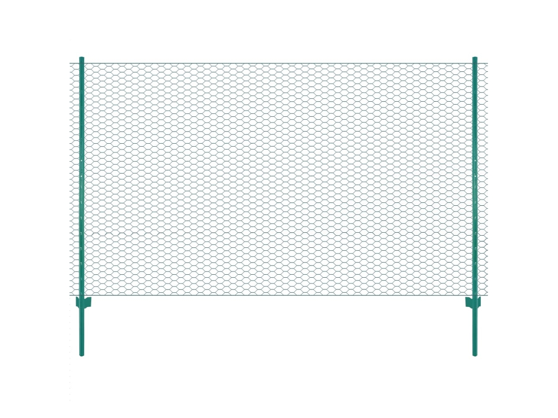 Vidaxl Cerca De Arame Com Postes Aço 25x1,5 M Verde