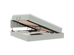 Cama com Arrumação e Led Cinzento Claro Veludo MAISON EXCLUSIVE (180x200 cm)