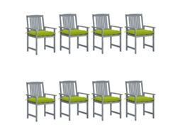 Vidaxl Cadeiras De Jardim C/ Almofadões 8 Pcs Acácia Maciça Cinzento
