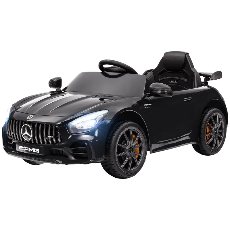 Carro Elétrico para Crianças Mercedes Amg Gtr Máx 25kg 12v 3 a 6 Anos 3 a 5 Km/h, com Comando, Luzes, Buzina e Música preto