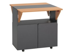 Mesa dobrável econômica para 4 pessoas com 4 rodas, prateleira oculta e armário com portas 70x83x75 Cm BTFORUS