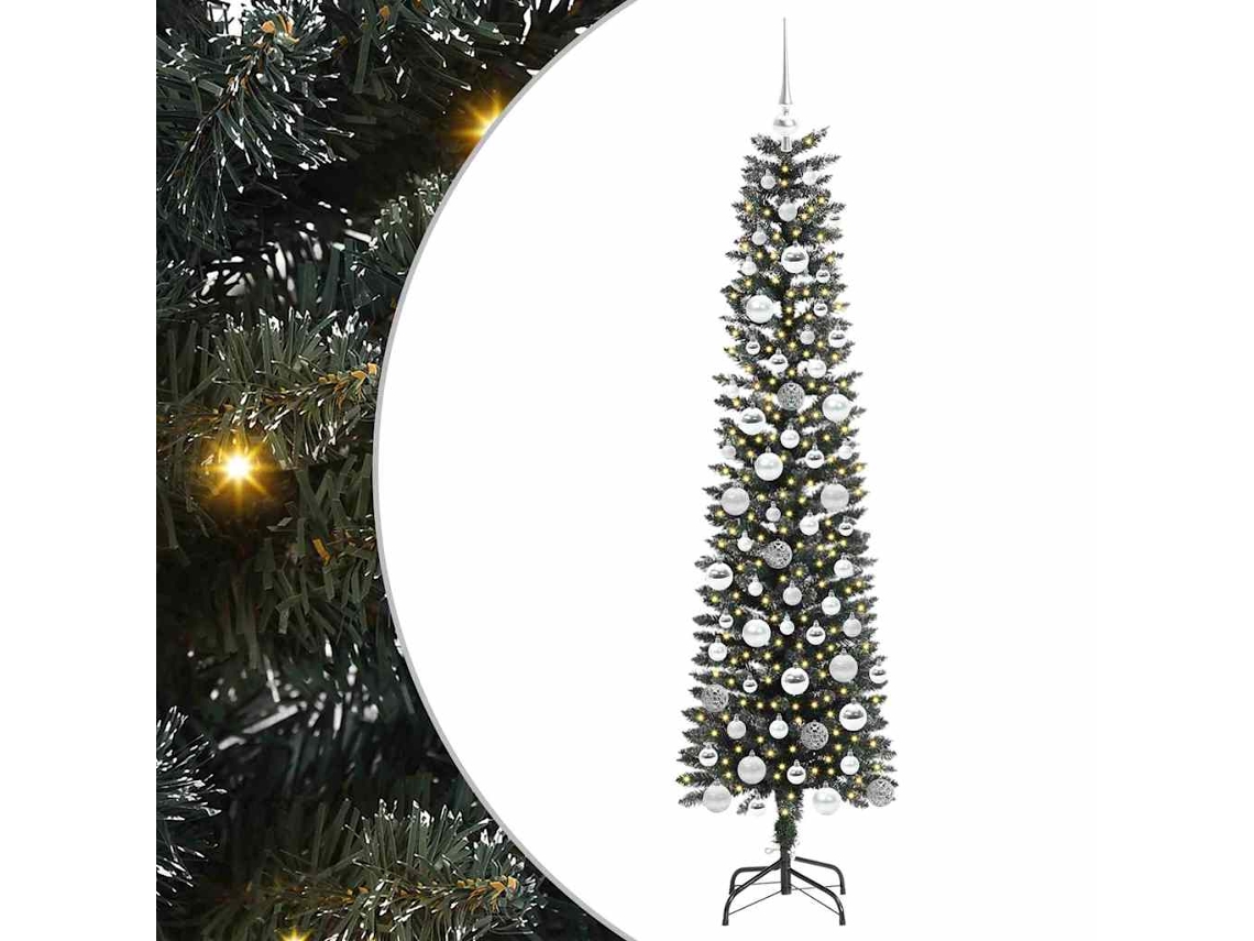 Árvore De Natal Artificial Pré Iluminada Vidaxl Verde Pvc (50.5 X 50.5 X 180 Cm)