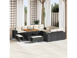 Vidaxl Conjunto De Sofá De Jardim 13 Unid. Preto Vime Pe