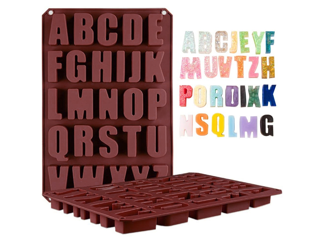 Moldes De Letras Grandes Para Resina, Molde De Silicone Com Alfabeto 3d Maiúsculo E Borda Grossa Para Suporte, Antiaderente De Grau Alimentício, Sem B