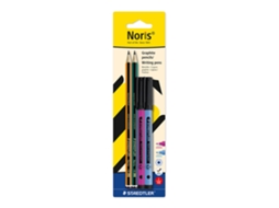 Conjunto de Lápis de Grafite STAEDTLER Noris® 120, 2hb, e Fineliners 307-61 Writing Pens, 0,6 Mm, Azul e Violeta