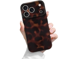 Capa Para Iphone 17 Pro Com Estampa De Leopardo Em Padrão Tartaruga E Borda Em Tpu Que Absorve Impactos.