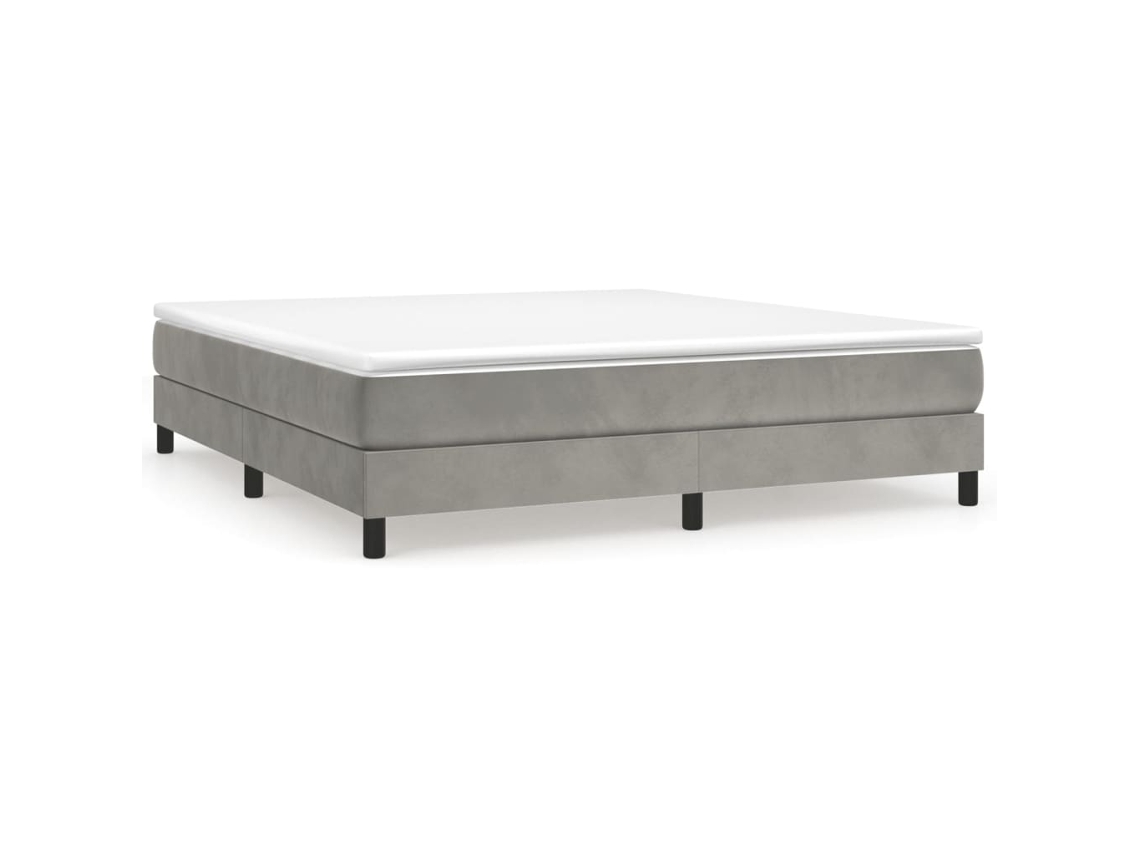 Cama com Molas e Colchão Veludo Cinzento Claro MAISON EXCLUSIVE (160x200 cm)
