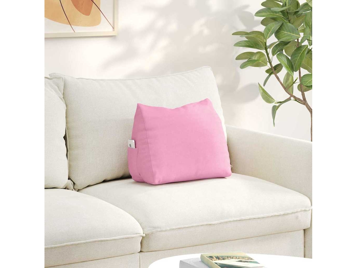 Vidaxl Travesseiro Para Costas Rosa 45 X 20 X 35 Cm Tecido