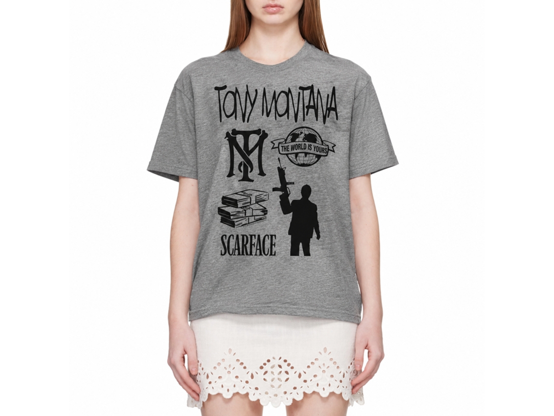 Rockinstone Scarface Movie Tomymontanaandfriends Heather Graphite Adult T-shirt Size:xxxl