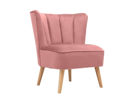 Poltrona de Design Vintage em Tecido Rosa WE HOME 71X70X80cm