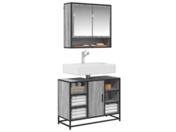 Vidaxl Armário P/ Lavatório Wc 80x33x60 Cm Deriv.madeira Cinza Sonoma