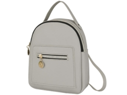 Mochila de couro PU para mulher, casual, bonita, com bolsos de cremalheira, convertível em bandolete | S/MARCA