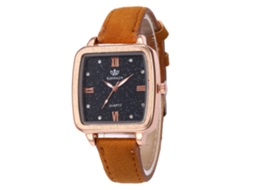 Reloj De Cuarzo Con Correa De Cuero Pu Moda Dial Cuadrado Mujer Pulsera (amarillo)