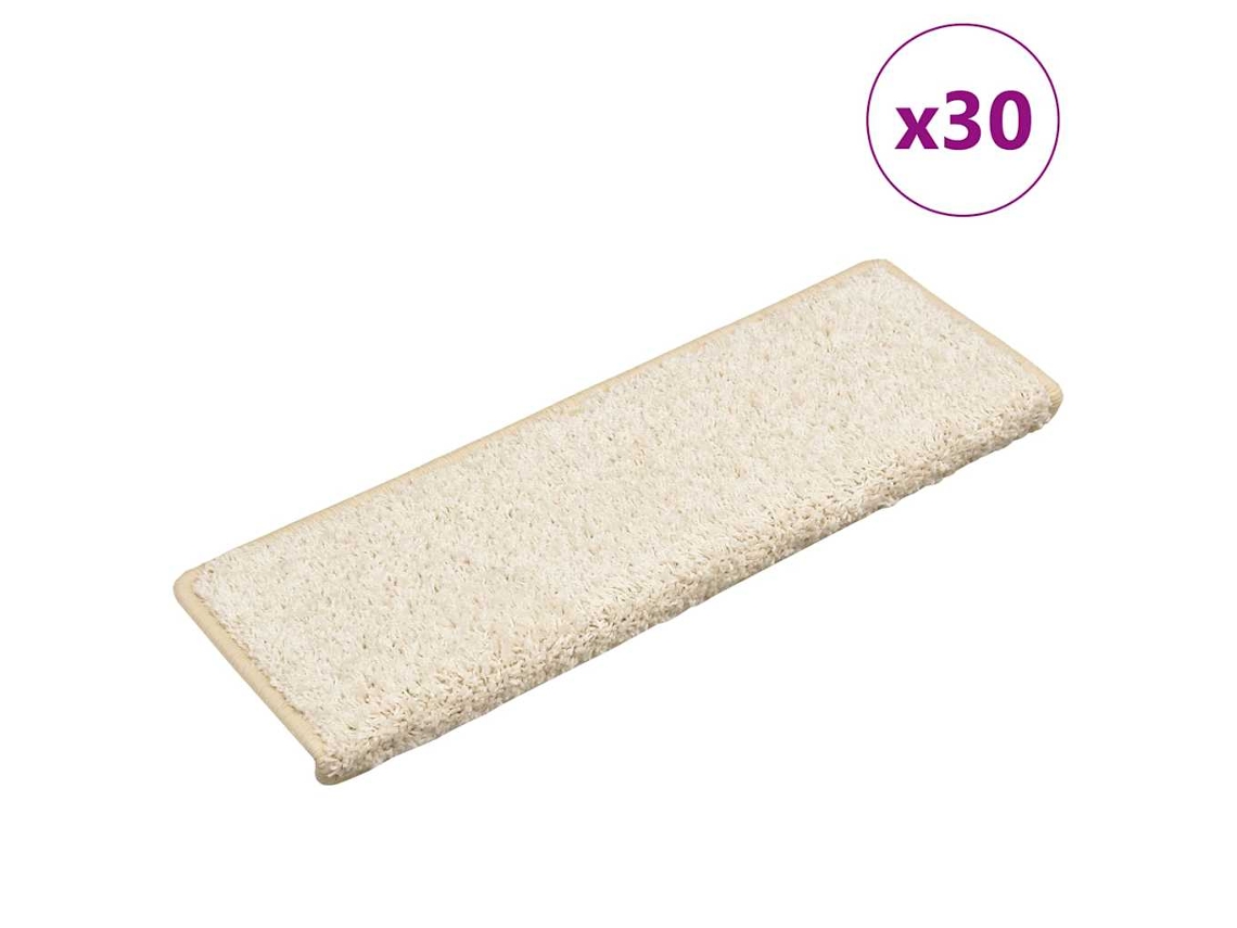 Vidaxl Tapetes De Escada 30 Peças 65x21x4 Cm Branco Com Borda Retangular