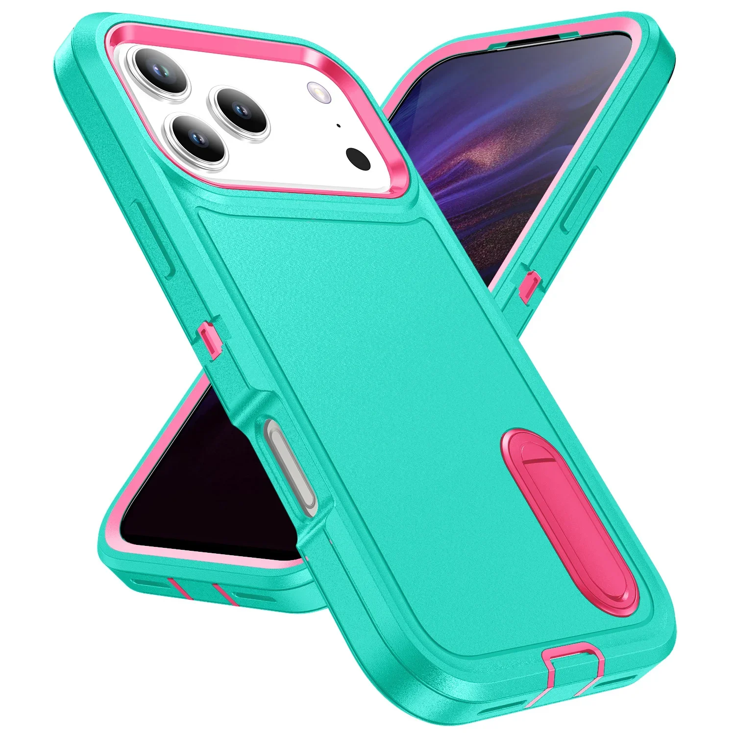 (azul E Rosa, Iphone 13) Capa Resistente A Impactos, Proteção Reforçada, Suporte Invisível Integrado.