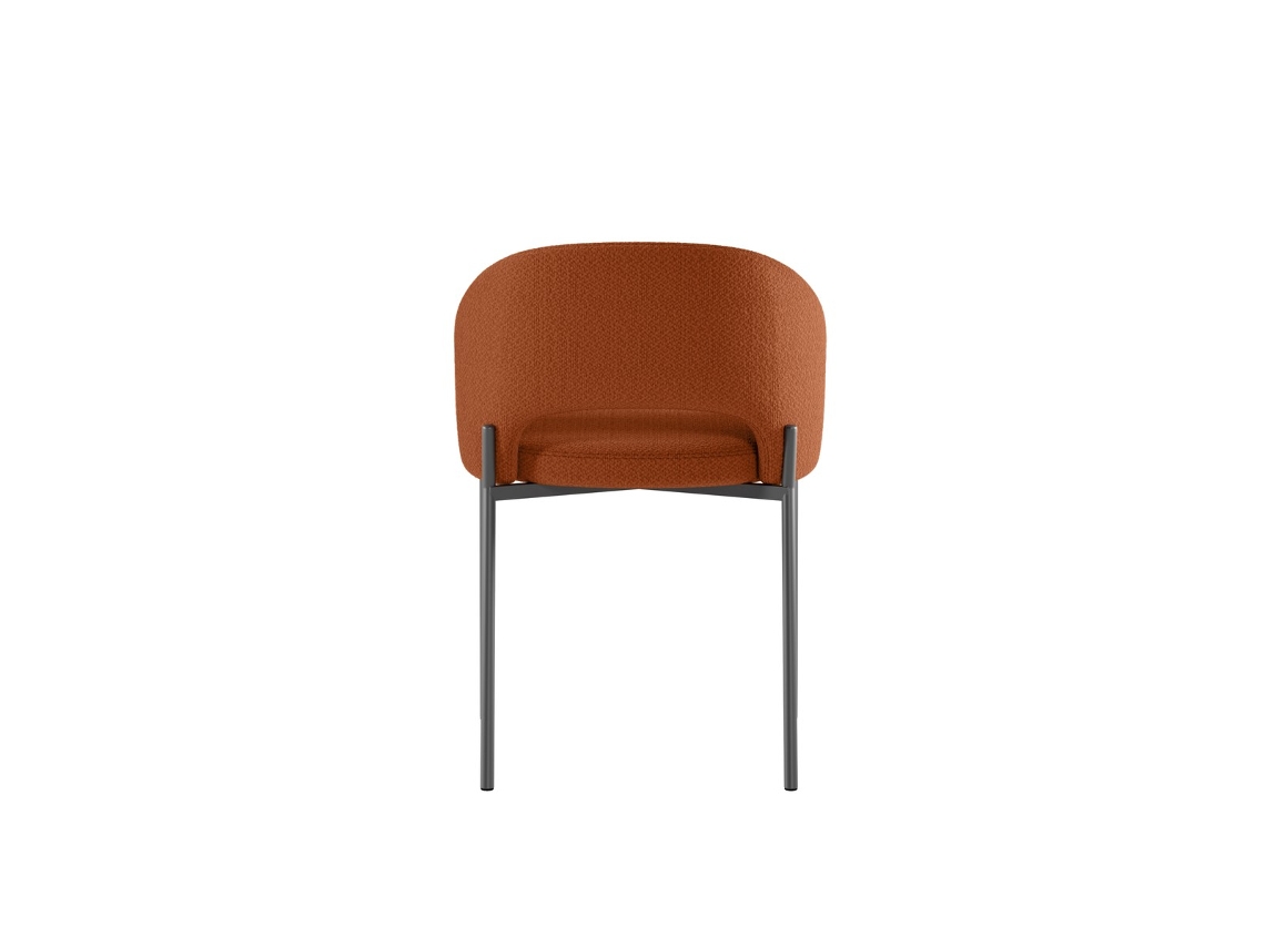 Cadeira De Jantar Greta Em Tecido Laranja Com Estrutura Metálica, Design Moderno E Ergonômico, Dimensões 55,5 X 52 X 78,5 Cm - Coleção Greta