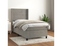 Vidaxl Cama Com Molas/colchão 90x190 Cm Veludo Cinza-claro