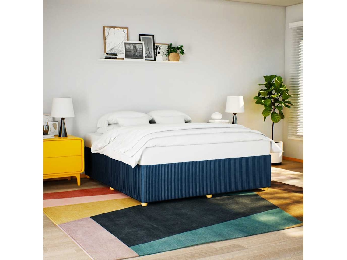 Vidaxl Estrutura de Cama Sem Colchão 200x200 Cm Tecido Azul