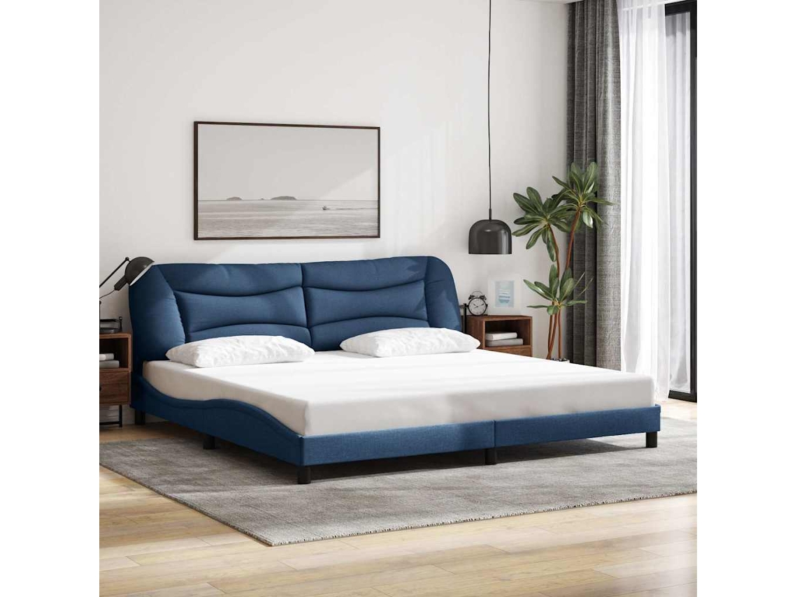 Vidaxl Estrutura De Cama Sem Colchão Hvar 200x200 Cm Tecido Azul