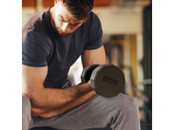 Halteres com Pega Antiderrapante, Fitness, Desporto em Casa, 15kg, Preto