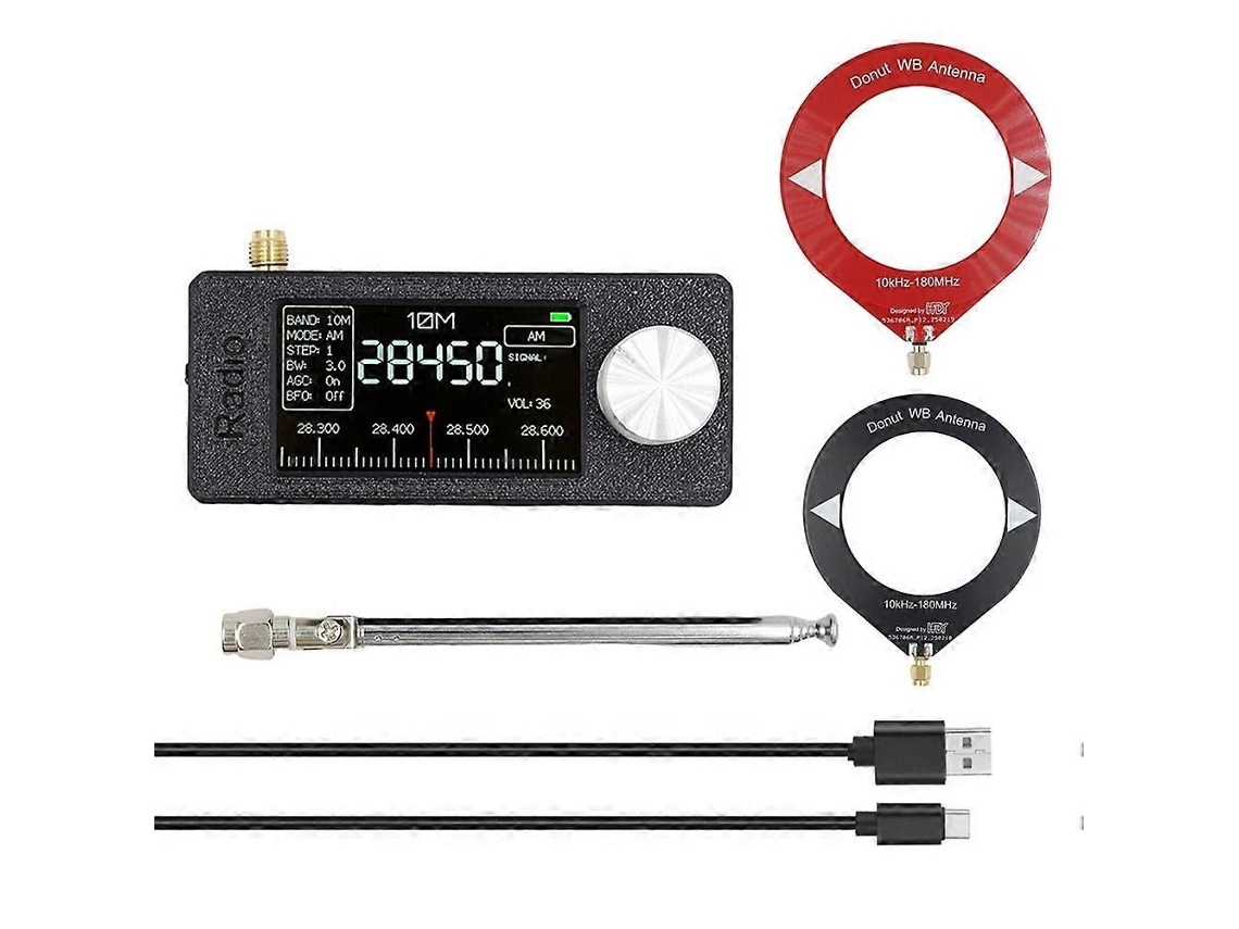 Si4732 Mini Rádio 10khz 180mhz Receptor de Portátil + 2 Kit Antena Tipo Am Fm Hf Sw Mw Vhf Rá Dio GOKOCO