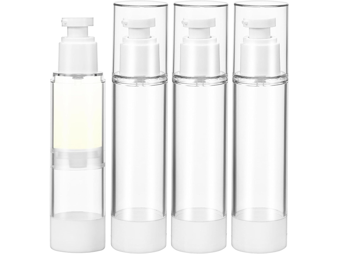 Conjunto De 4 Frascos Pequenos De Plástico Com Bomba Airless