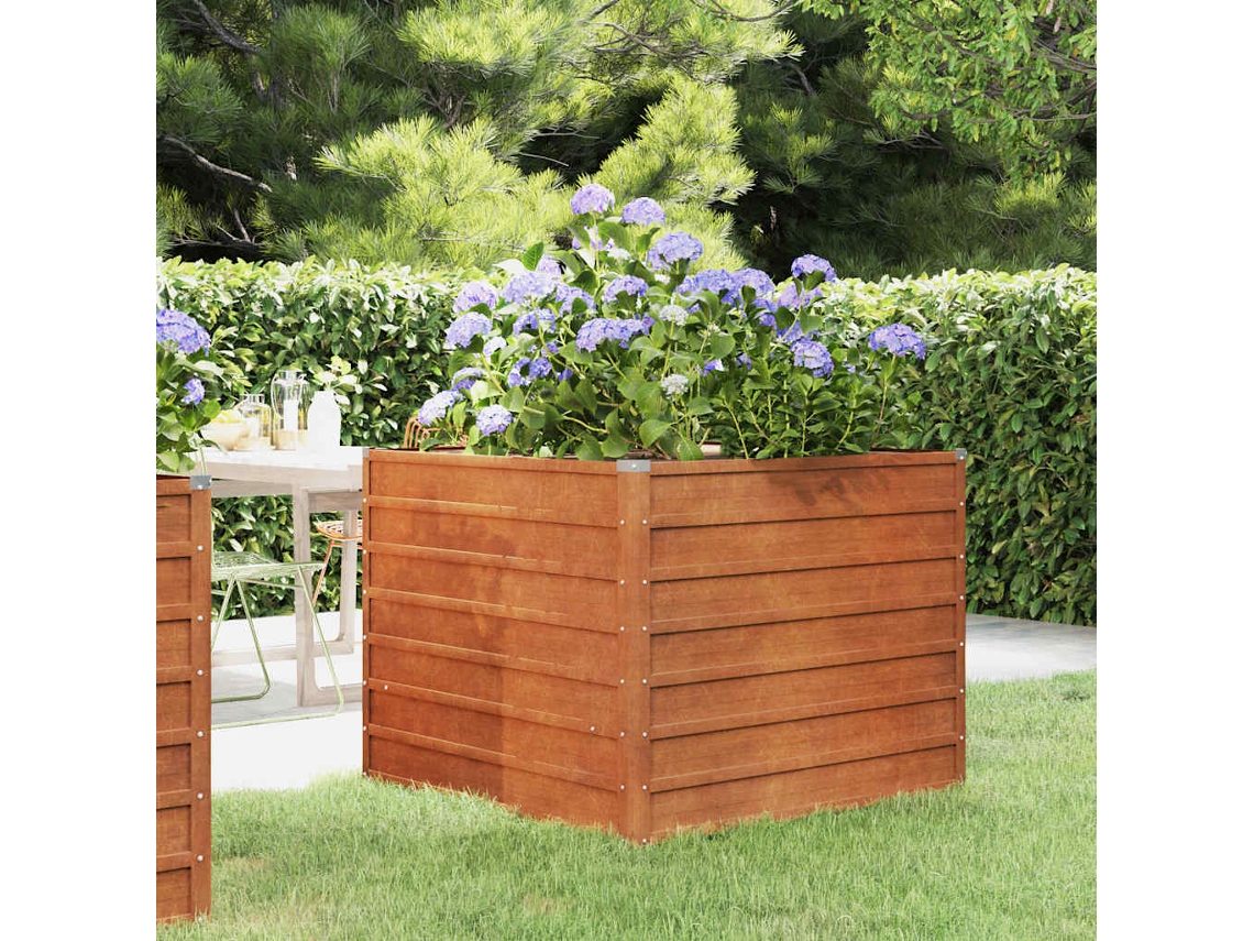 Vidaxl Canteiro De Jardim 100x100x77 Cm Aço Corten Cor Enferrujado