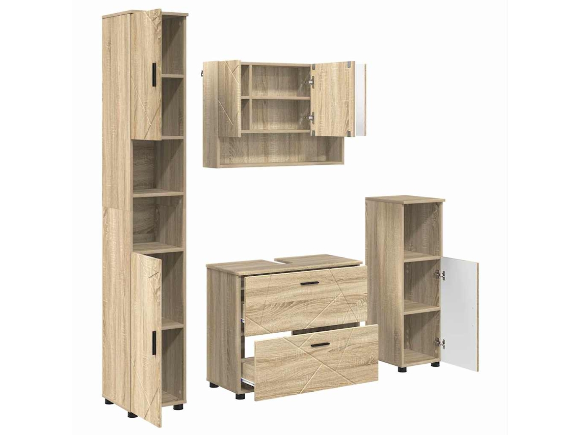 Maison Exclusive - Conjunto De Móveis Para Banheiro 4 Unid. Carvalho Sonoma