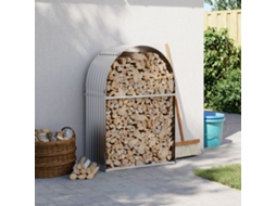 Vidaxl Suporte De Lenha 80x45x120 Cm Aço Galvanizado Prateado