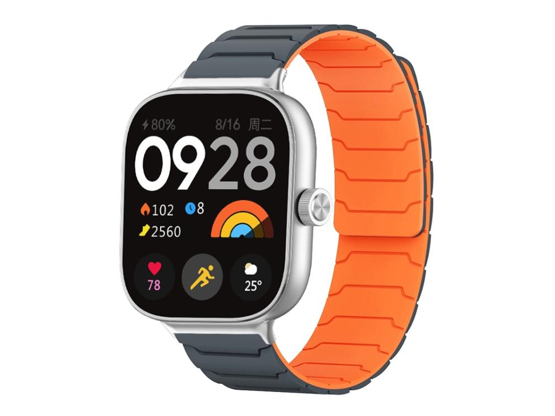 Bracelete Para Xiaomi Band 9 Pro / 8 Pro - Silicone Magnético Cinza E Laranja