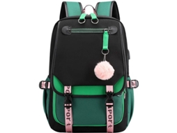 2026-mochila Escolar Para Adolescentes Com Porta Usb, Mochila Resistente À Água Para Alunos Do Ensino Médio (preto Verde)