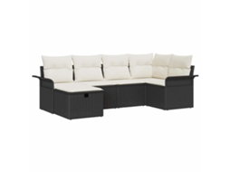 Maison Exclusive - Conjunto De Sofá De Jardim Manual 6 Pcs Preto E Creme Vime Pe
