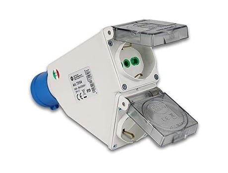 Adaptador Industrial Duplo Plug FANTON 2Pt16A Azul Tomada Múltipla Ip44
