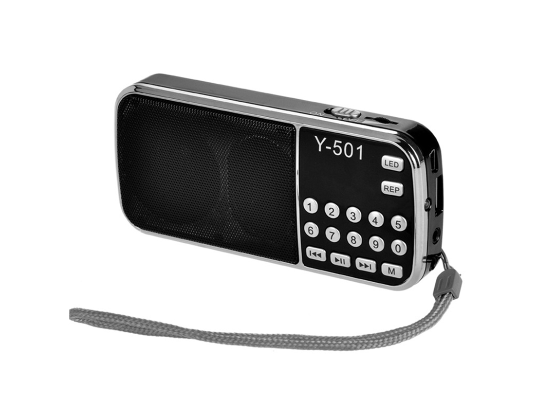 Rádio Fm Y-501 Digital Com Suporte Para Cartão Tf Usb Aux Lanterna Led Portátil Áudio Reprodutor De Música Alto-falante Para Celular SUNNY SPACES