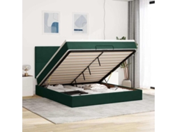 Vidaxl Estrutura De Cama Otomana Com Colchão Verde Escuro Veludo