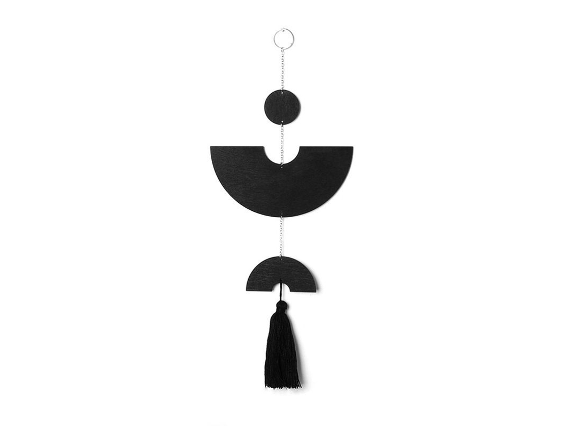 2026 decoración de Pared Boho Arte de Metal Negro Geométrico Con Borlas Macramé para Dormitorio