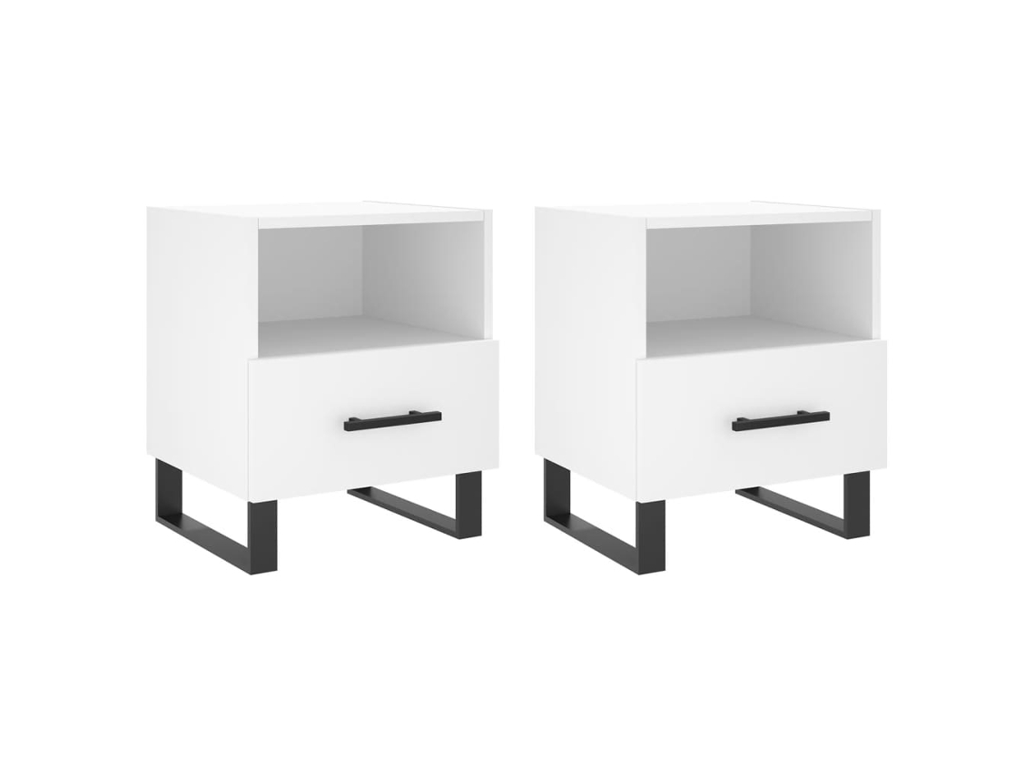 Bedside Cabinet, Bedside Cabinets Vidaxl Branco Madeira Processada (n/a)