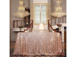 Toalha De Mesa Com Lantejoulas, 127 Cm X 127 Cm, Cor Rosa Dourado, Poliéster, Para Casamentos E Festas
