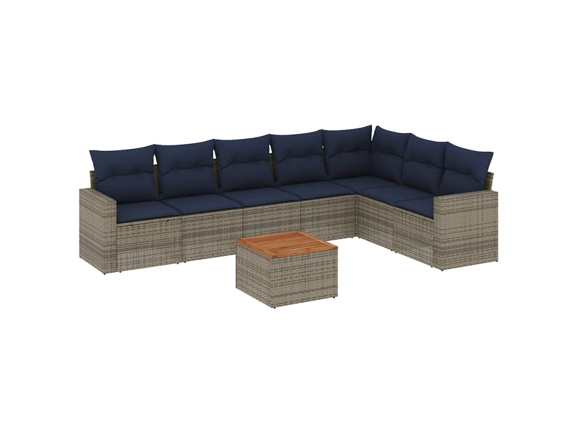 Conjunto de 8 Sofás P/ Jardim C/ Almofadões Vime Pe Cinzento MAISON EXCLUSIVE (8 pcs)