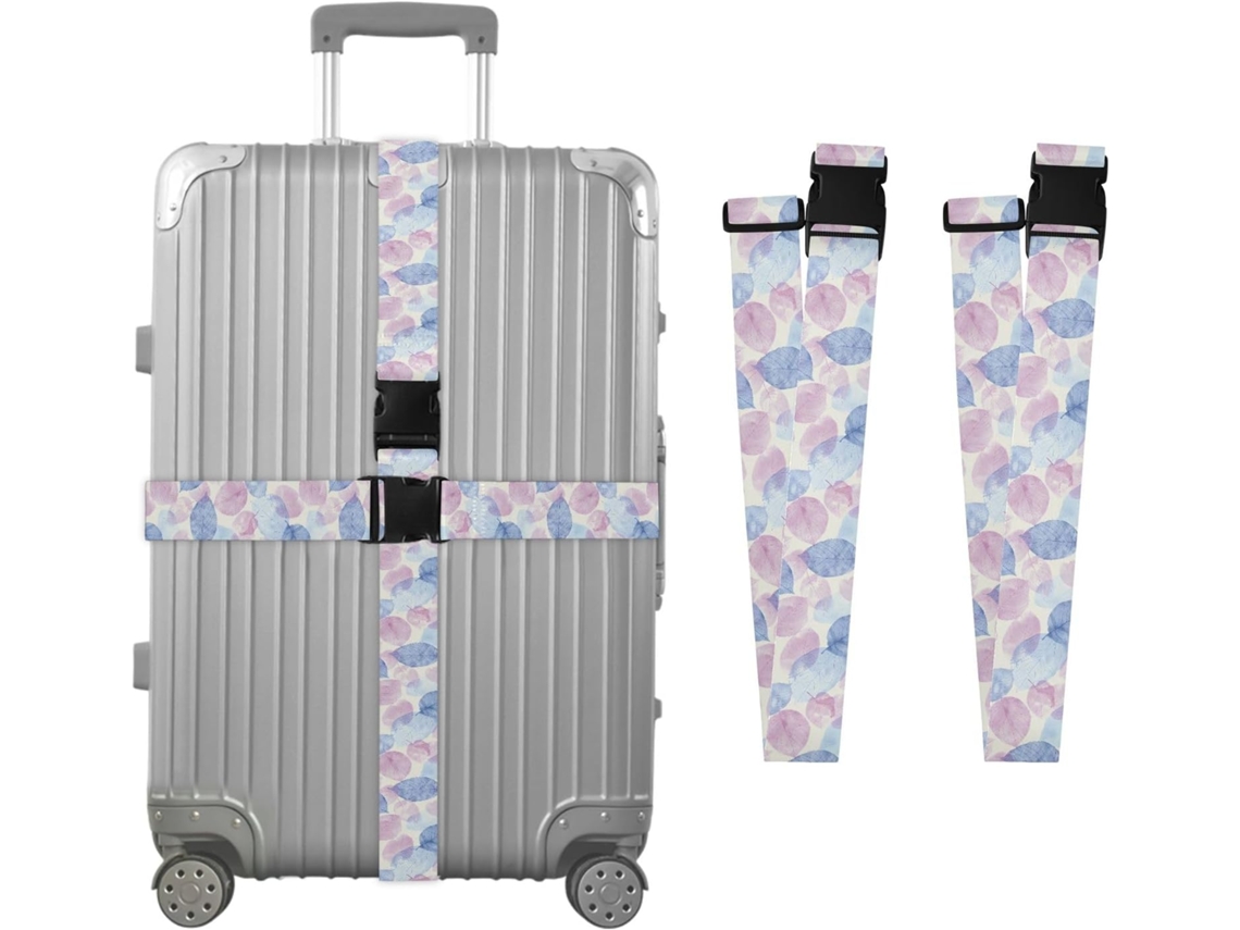 Conjunto De 2 Cintas Bagagem Personalizáveis Com Fivelas Para Malas, Rosa E Azul