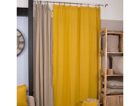 Cortina Transparente Lisa com Ilhós e Clipes Amarelo 140X250 Cm SUD ETOFFE