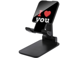Suporte Dobrável E Ajustável Para Celular Com A Frase Eu Te Amo Um Coração Em Fundo Preto