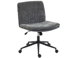 Cadeira De Escritório Com Assento Largo Sem Apoios De Braço Rodas Altura Ajustável Giratória Função Basculante 62x67x83-93 Cm Cinza