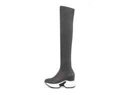 2026 botas Amplas para Mujer de Tela Elástica Con Punta Redonda Y Tacón Wedge de Invierno