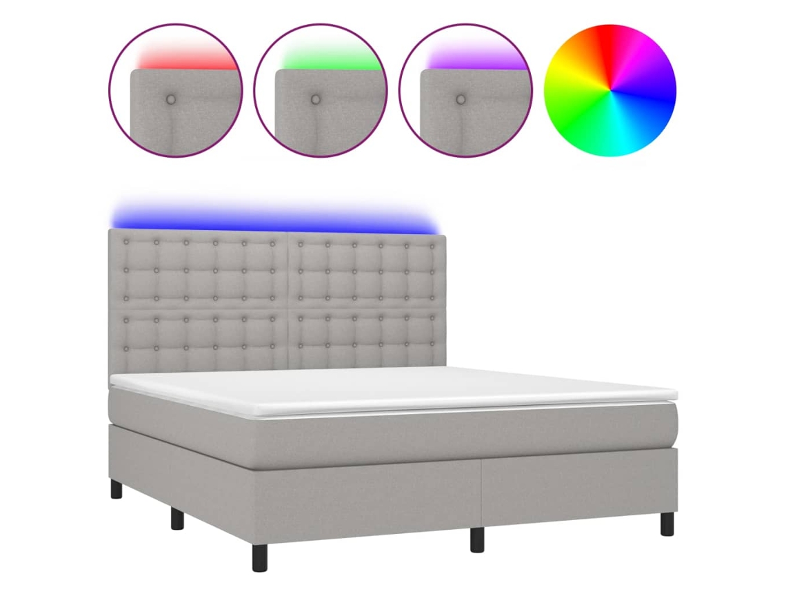 Box Spring Bed, Box Spring Beds Vidaxl Cinzeto Tecido (160 X 200 Cm)