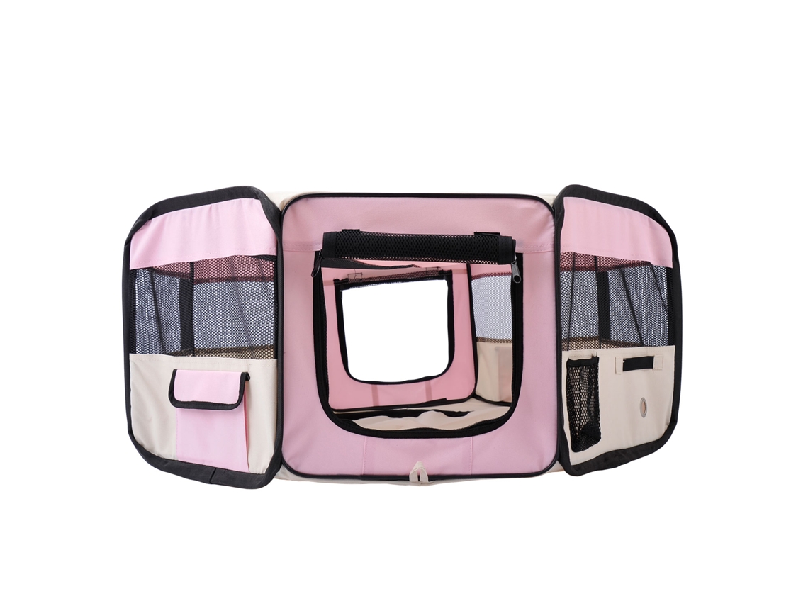 Parque Dobrável E Gatos Corralito Portátil Pequenos Impermeável Em Tecido Oxford Ø90x41 Cm Rosa