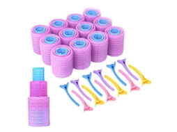 Conjunto 2026 com 36 rolos de cabelo com abertura automática (grandes, médios e pequenos) e 12 pinças de plástico para uso doméstico.
