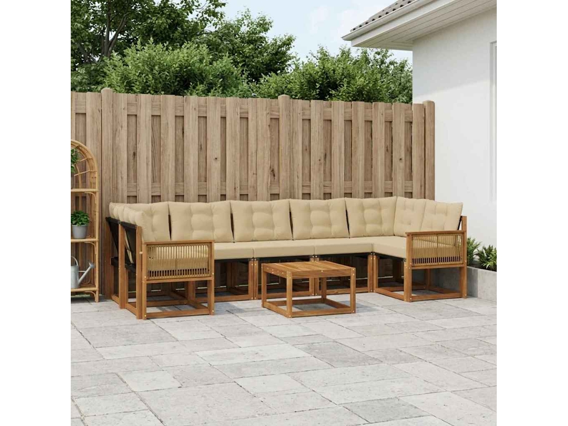 Vidaxl Conjunto De Sofás Para Exterior 8 Pcs Natural E Bege