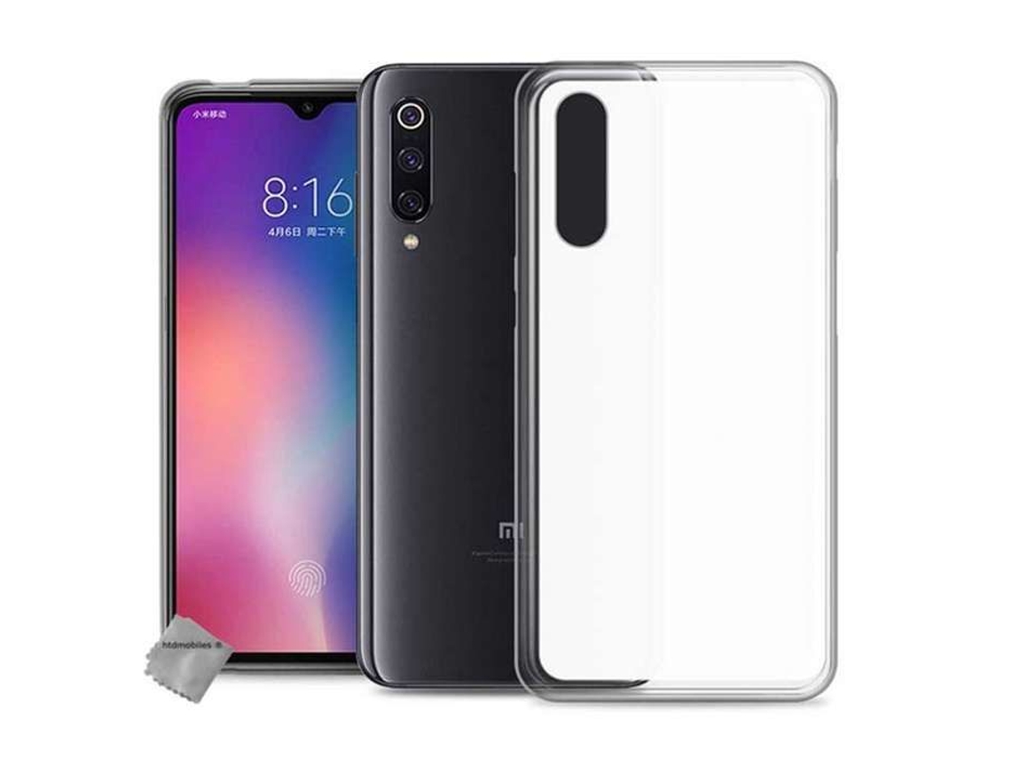 Capa De Silicone De Gel Fino Para Xiaomi Mi 9 Vidro Temperado - Branco Transparente
